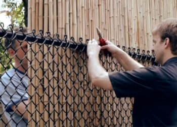 A bamboo screening installation