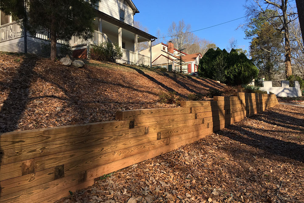 retaining walls block timber