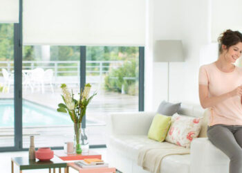 A woman sitting on the couch