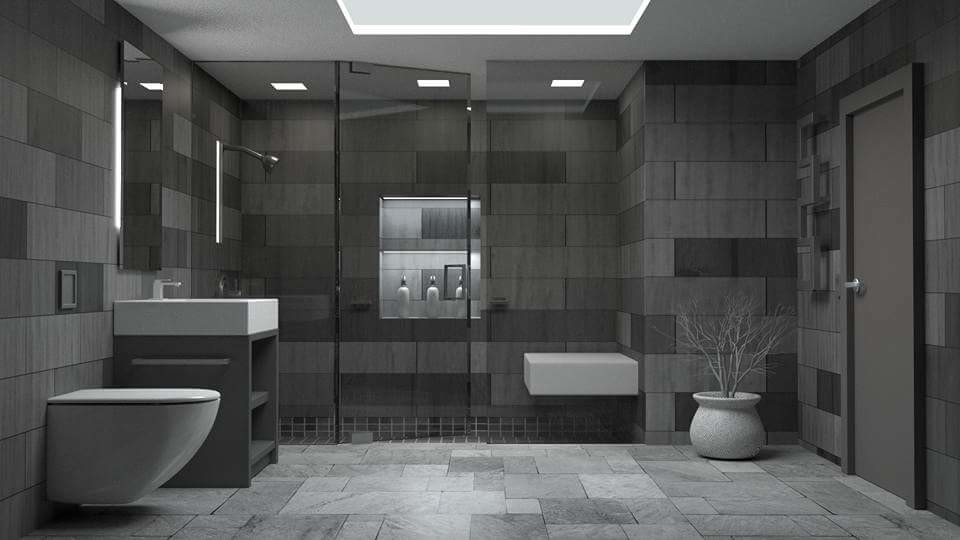 monochromatic bathroom look in grey 