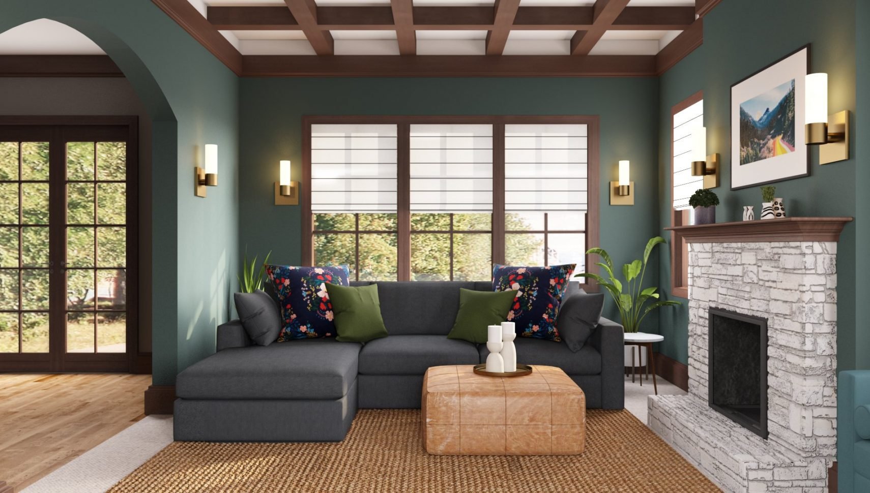 deep green living room color scheme 