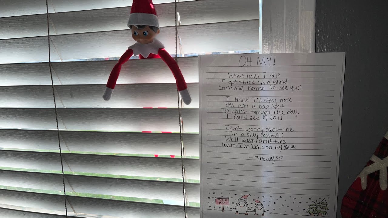  elf on the shelf stuck in a blind 