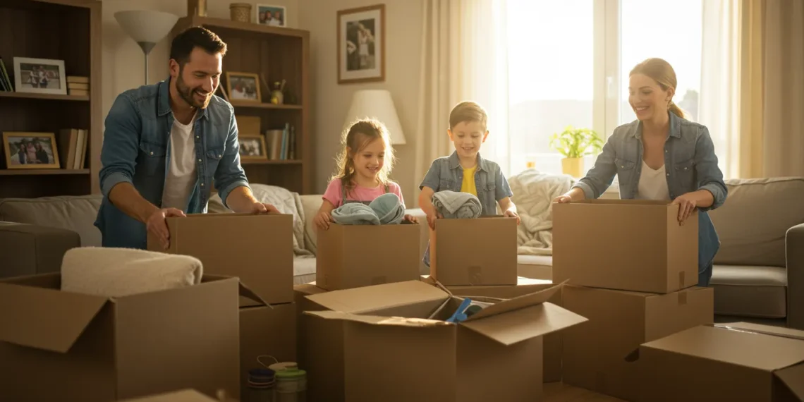 A family packing for House moving