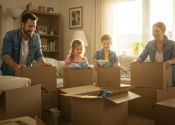 A family packing for House moving