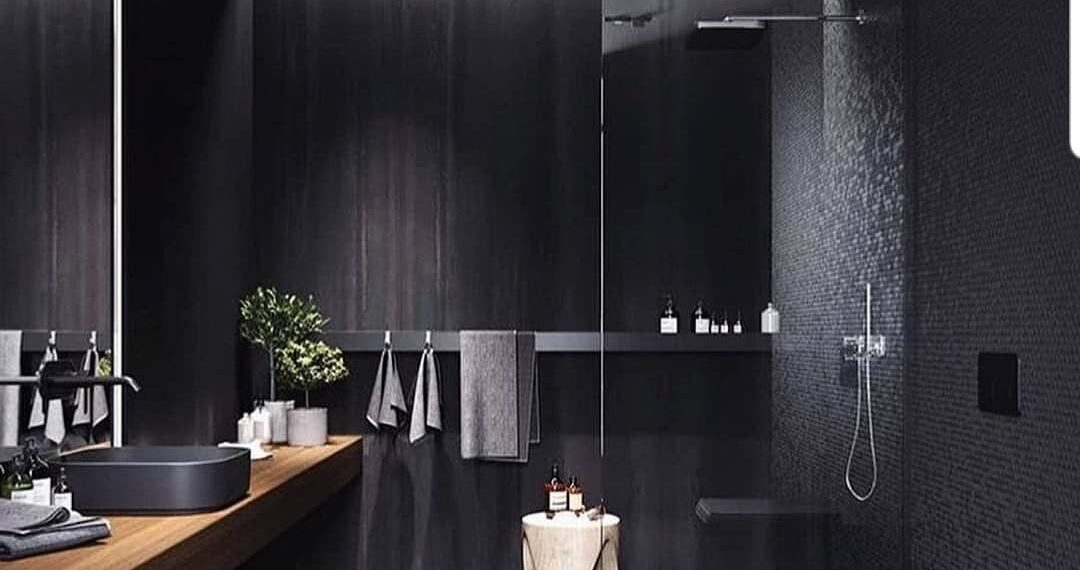 All black bathroom