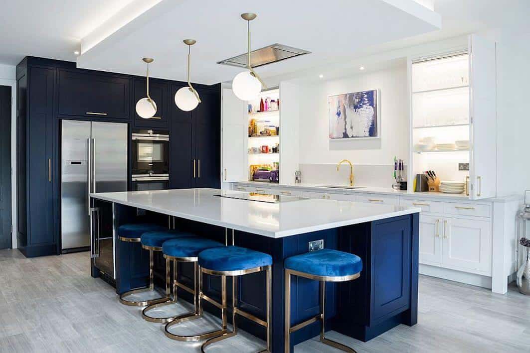 Blue and white kitchen designs
