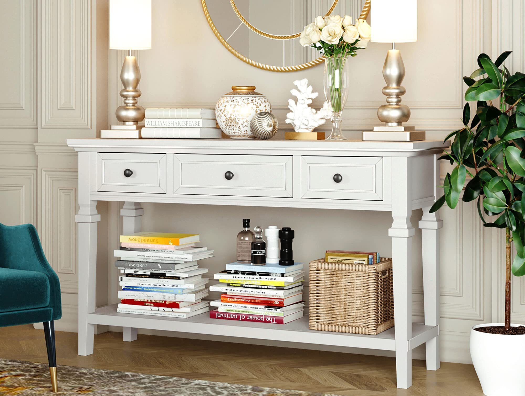 Console Tables with Baskets Toy storage ideas