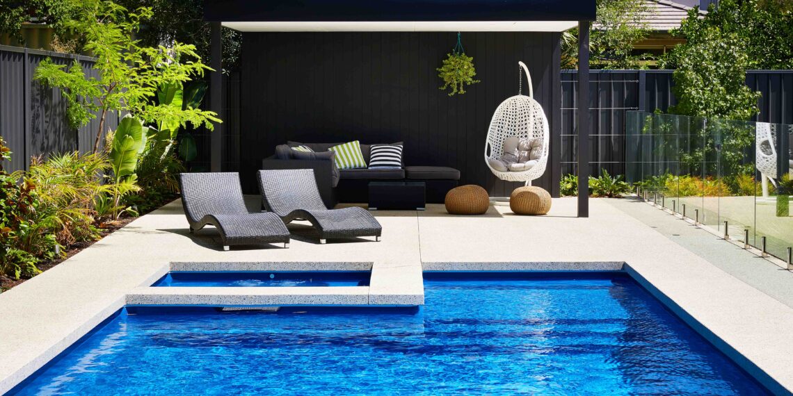 A Fibreglass Pool with A Retaining Wall