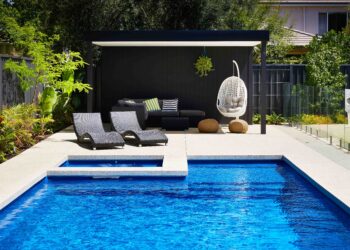 A Fibreglass Pool with A Retaining Wall