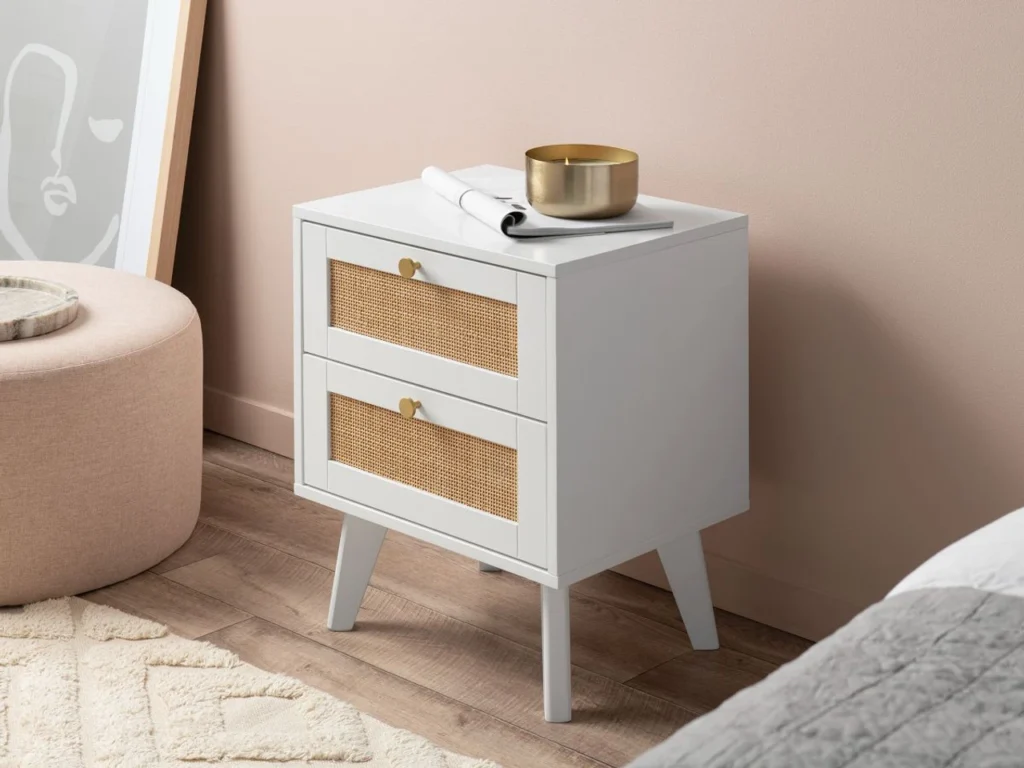 Dual drawer narrow bedside table