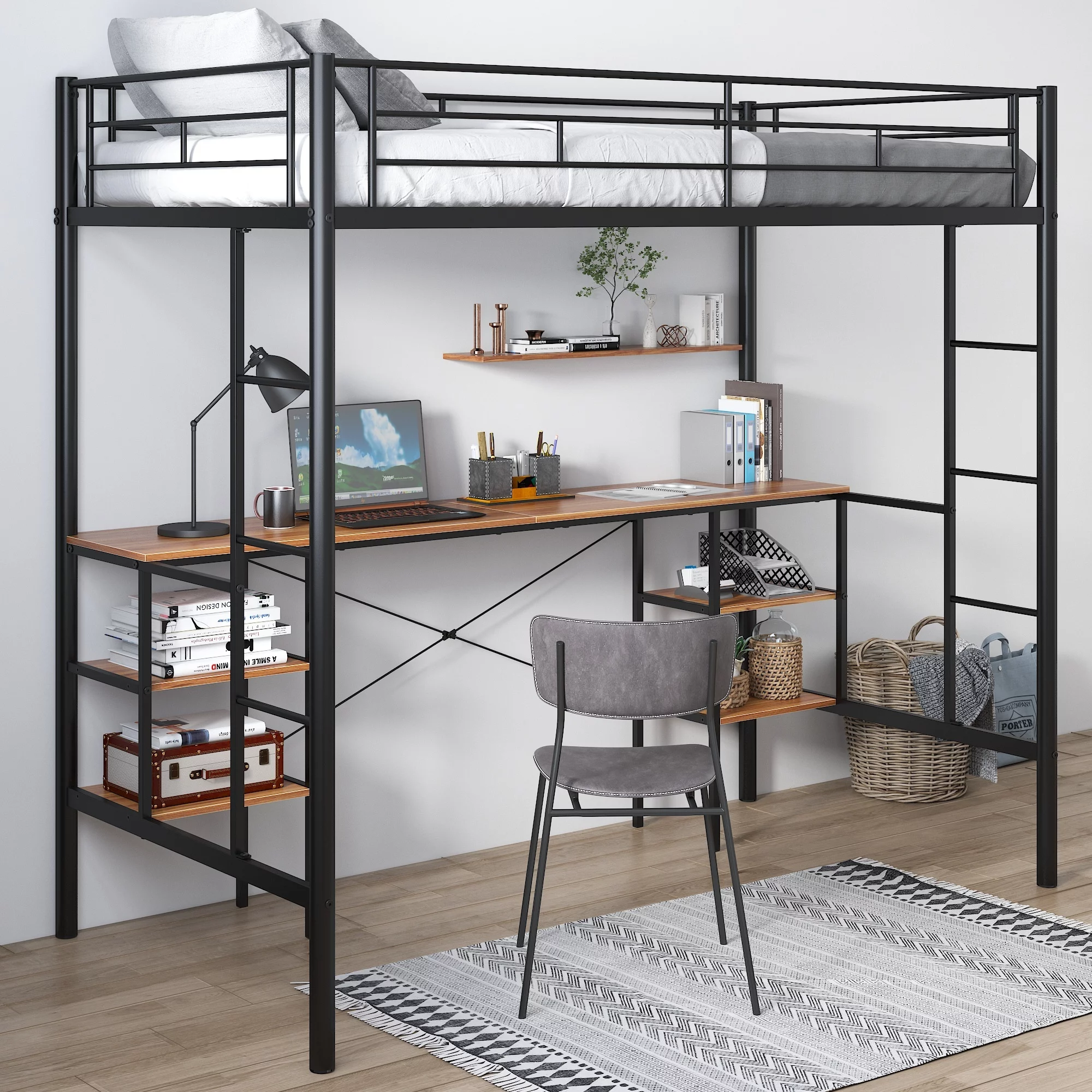 Hard Metal loft bed desk