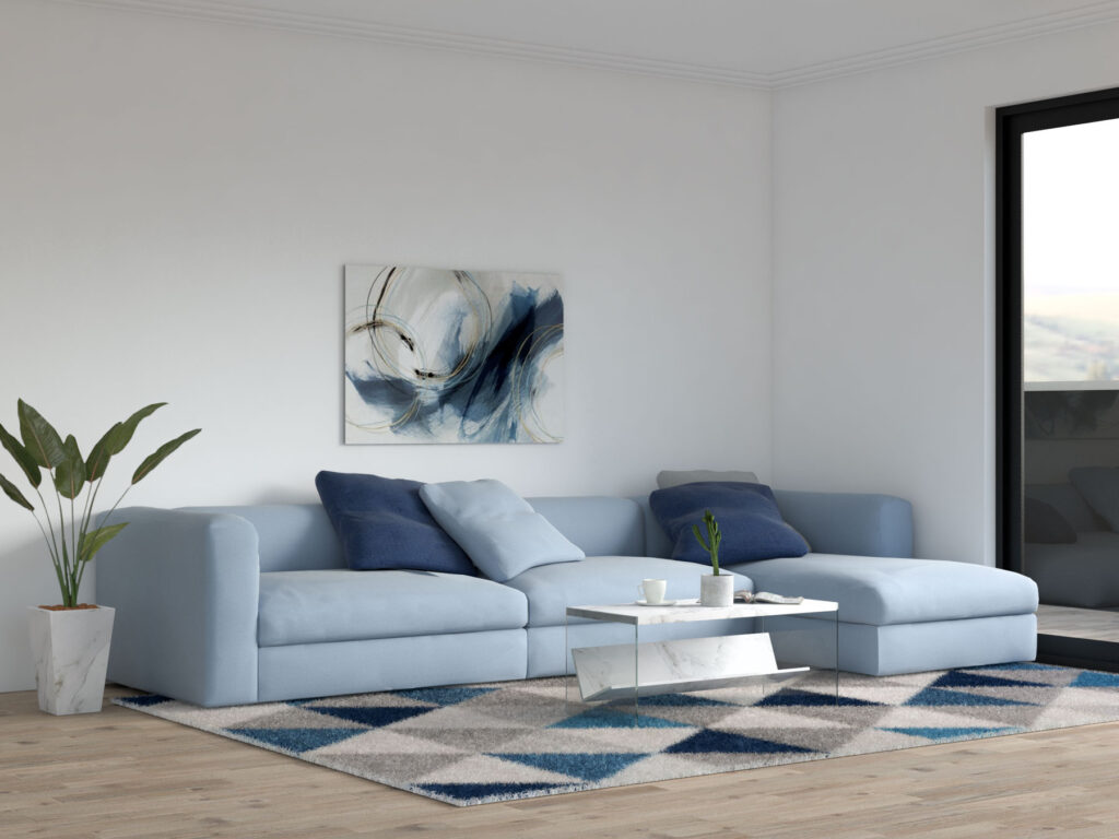 Light blue sofa modern living room
