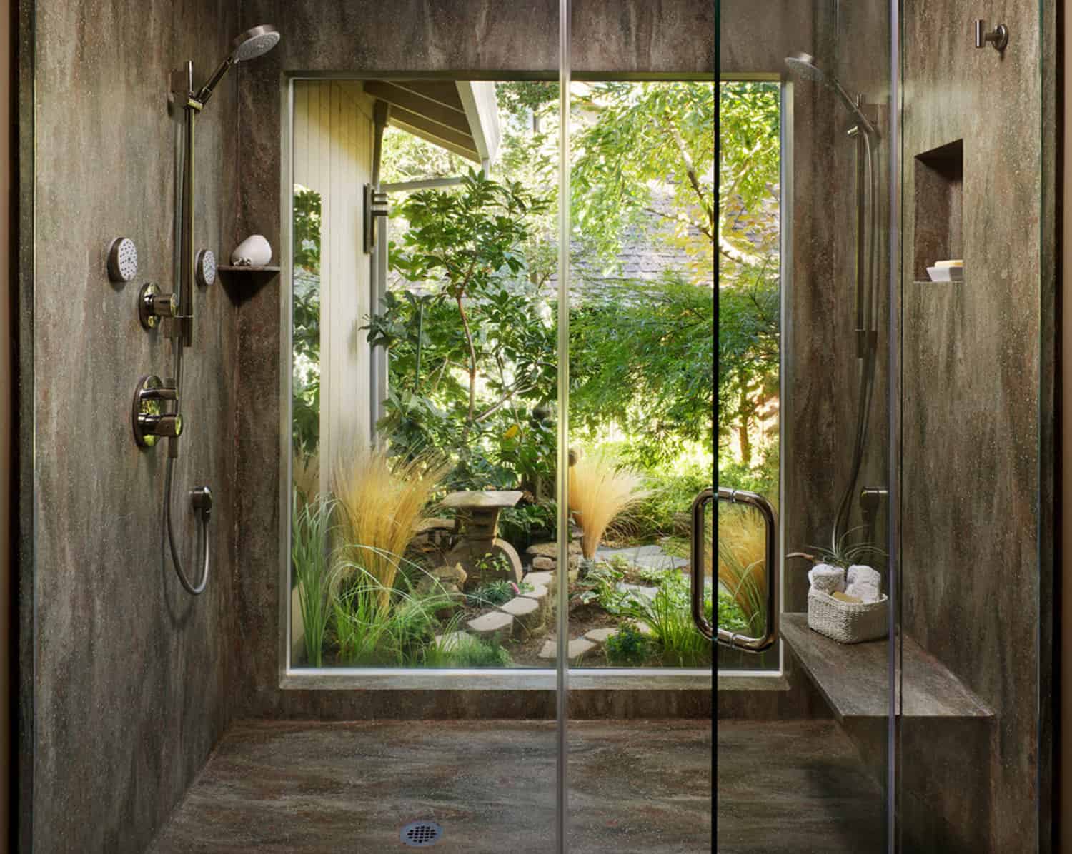 Nature-inspired walk-in shower