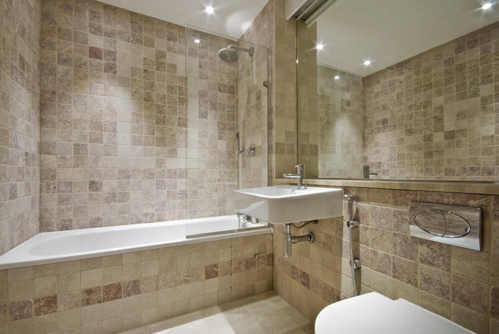 Polished natural stone in the bathroom