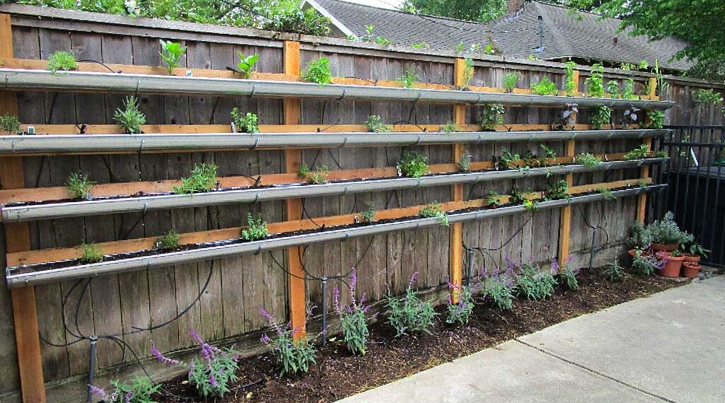 Rain gutter vegetable garden