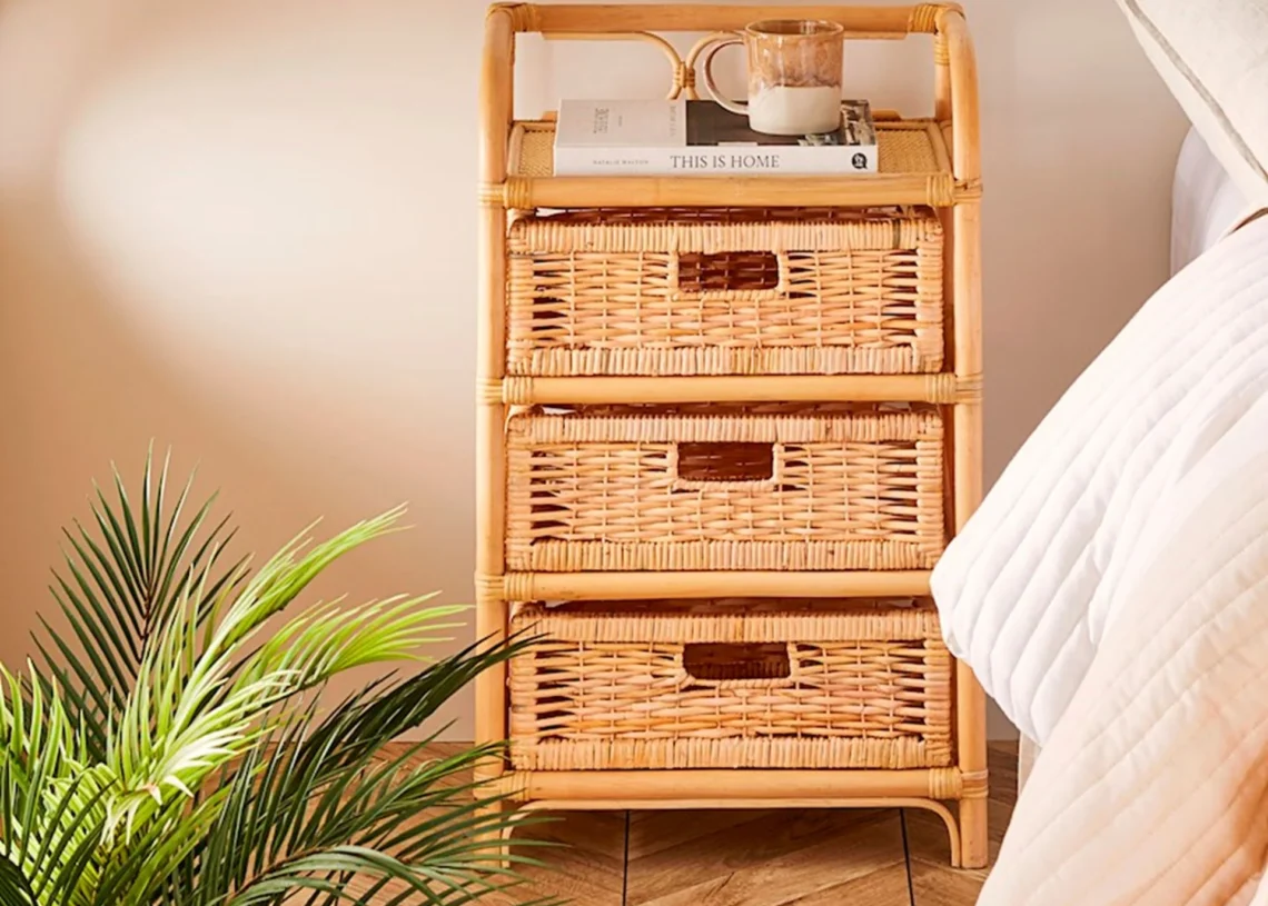 Rattan bedside table