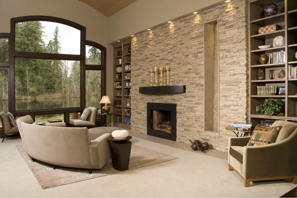Wall panel with fireplace