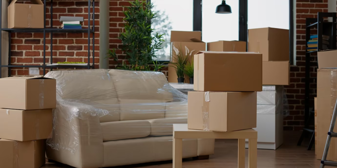 Wrapped furniture and cartons