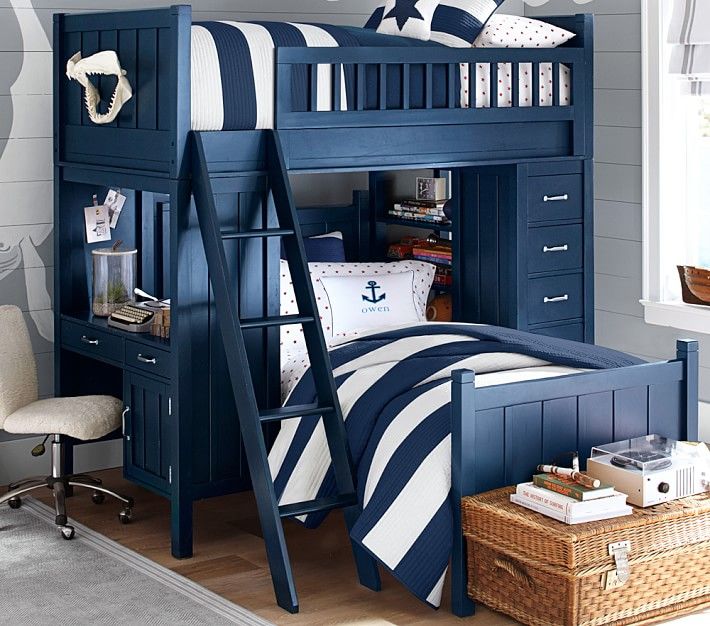 loft bed in navy blue