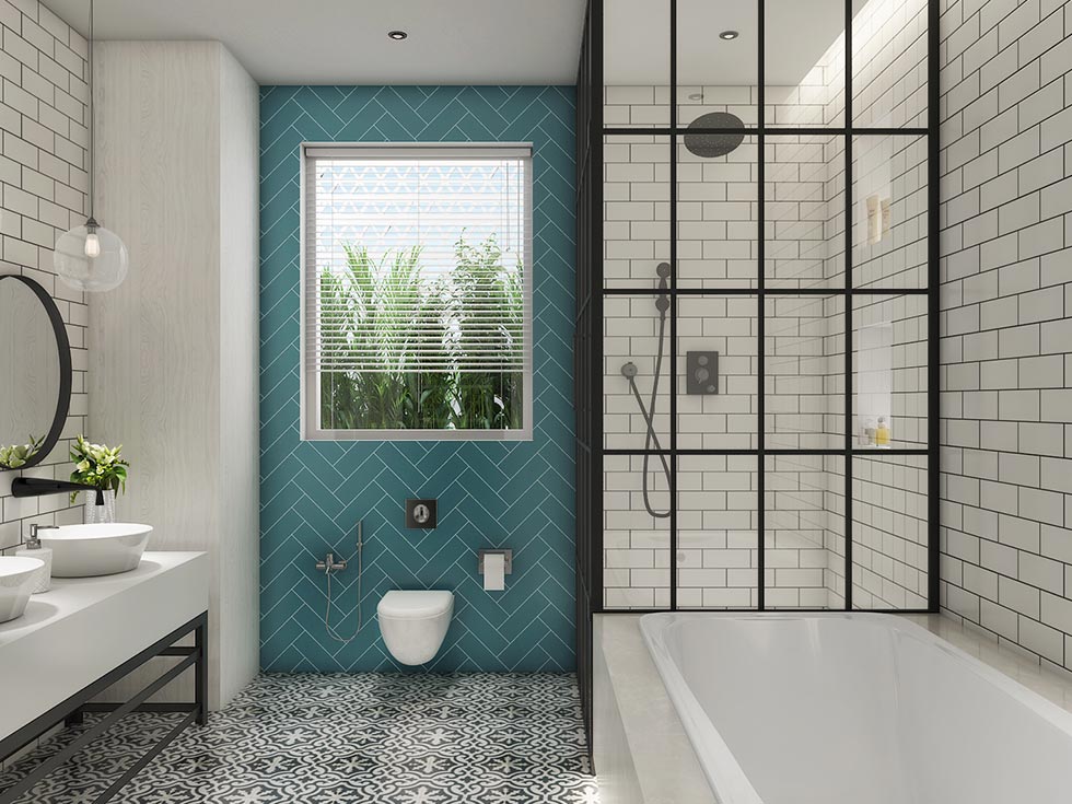 mix and match tile for small bathroom