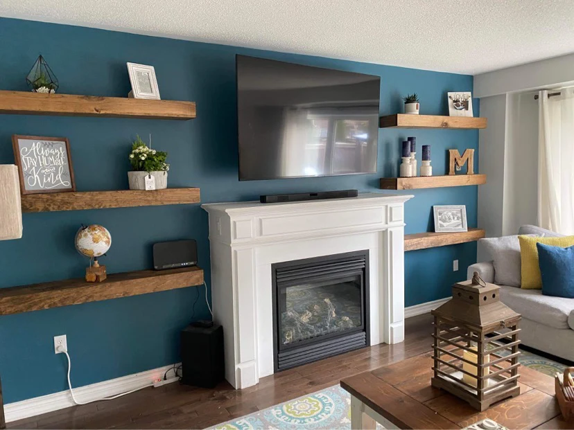 rustic floating shelves