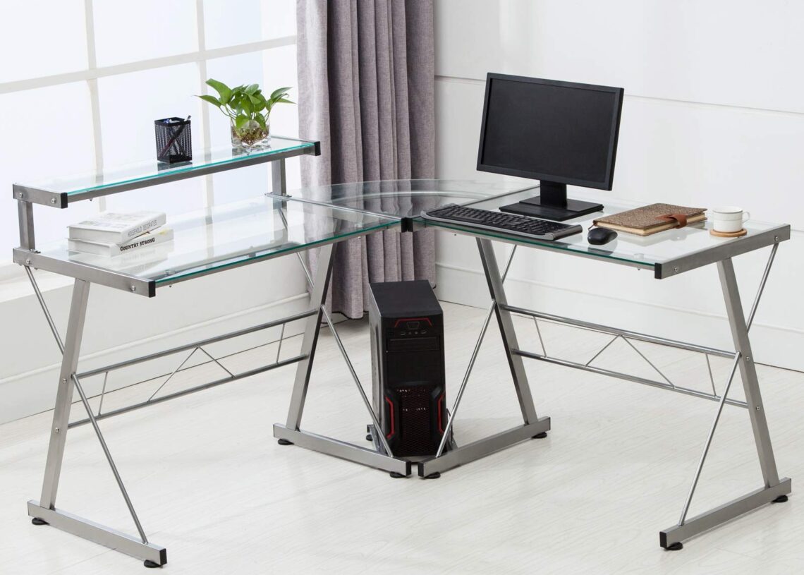 small glass corner desk